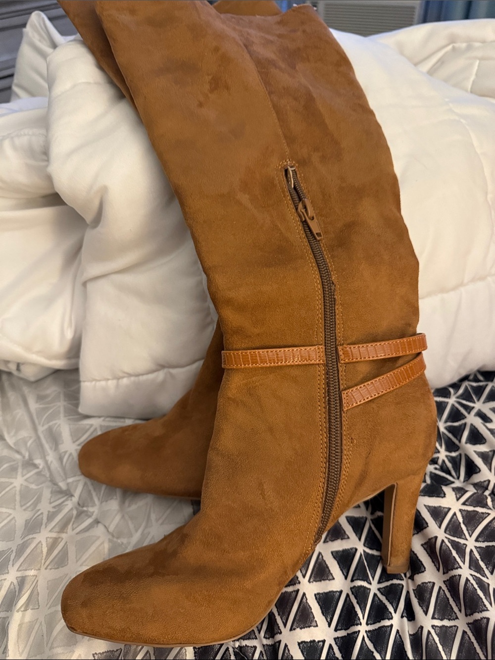 Express Suede Over-the-Knee Boots in Tan Cognac